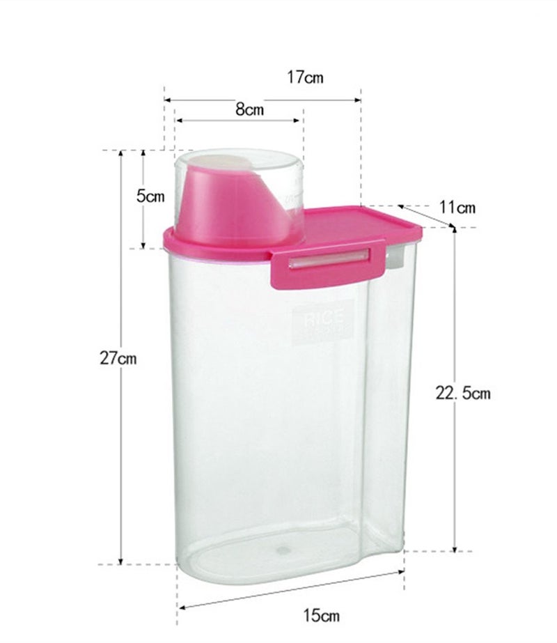 PISSION Pet Food Storage Container with Graduated Cup and Seal Buckles Food Dispenser for Dogs Cats (Pink) - Image 1
